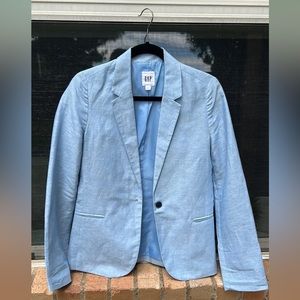 Gap linen cotton blend blazer size 4 color blue.